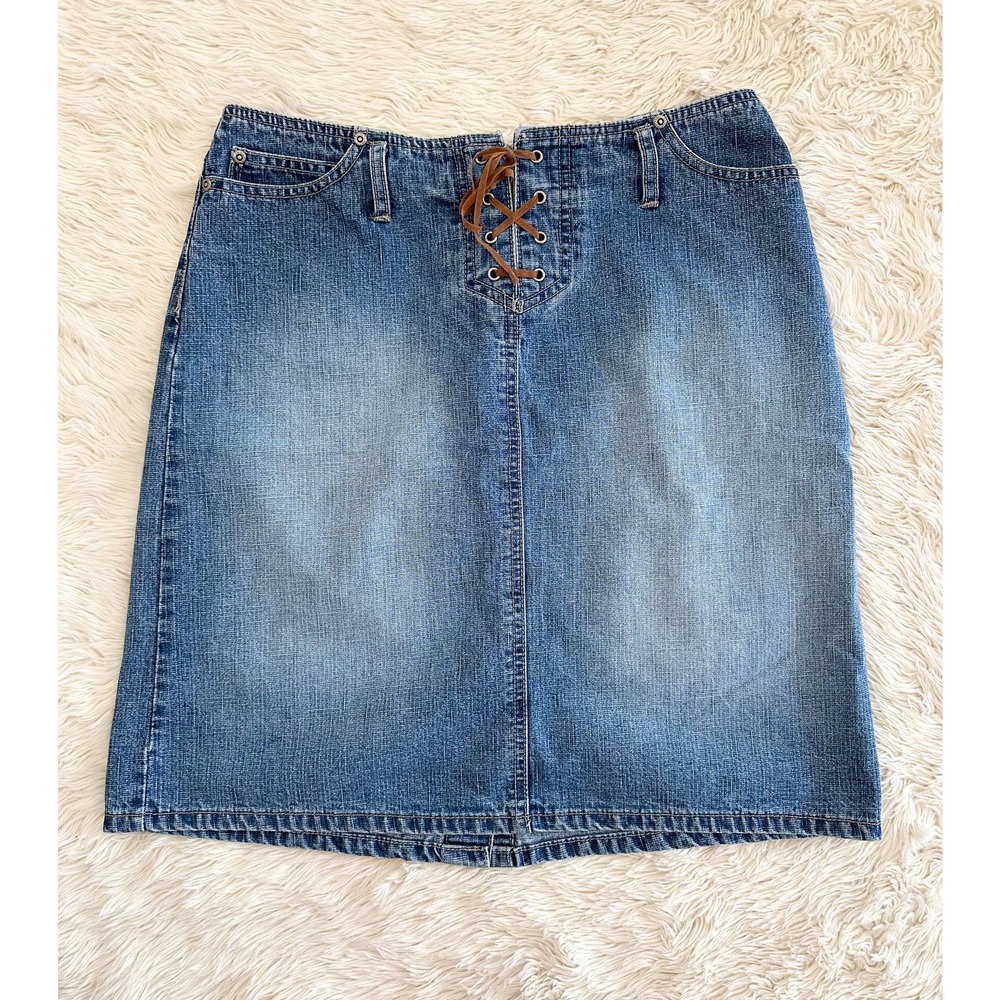 90’s/Y2K No Waistband Lace Up Denim Skirt size 6